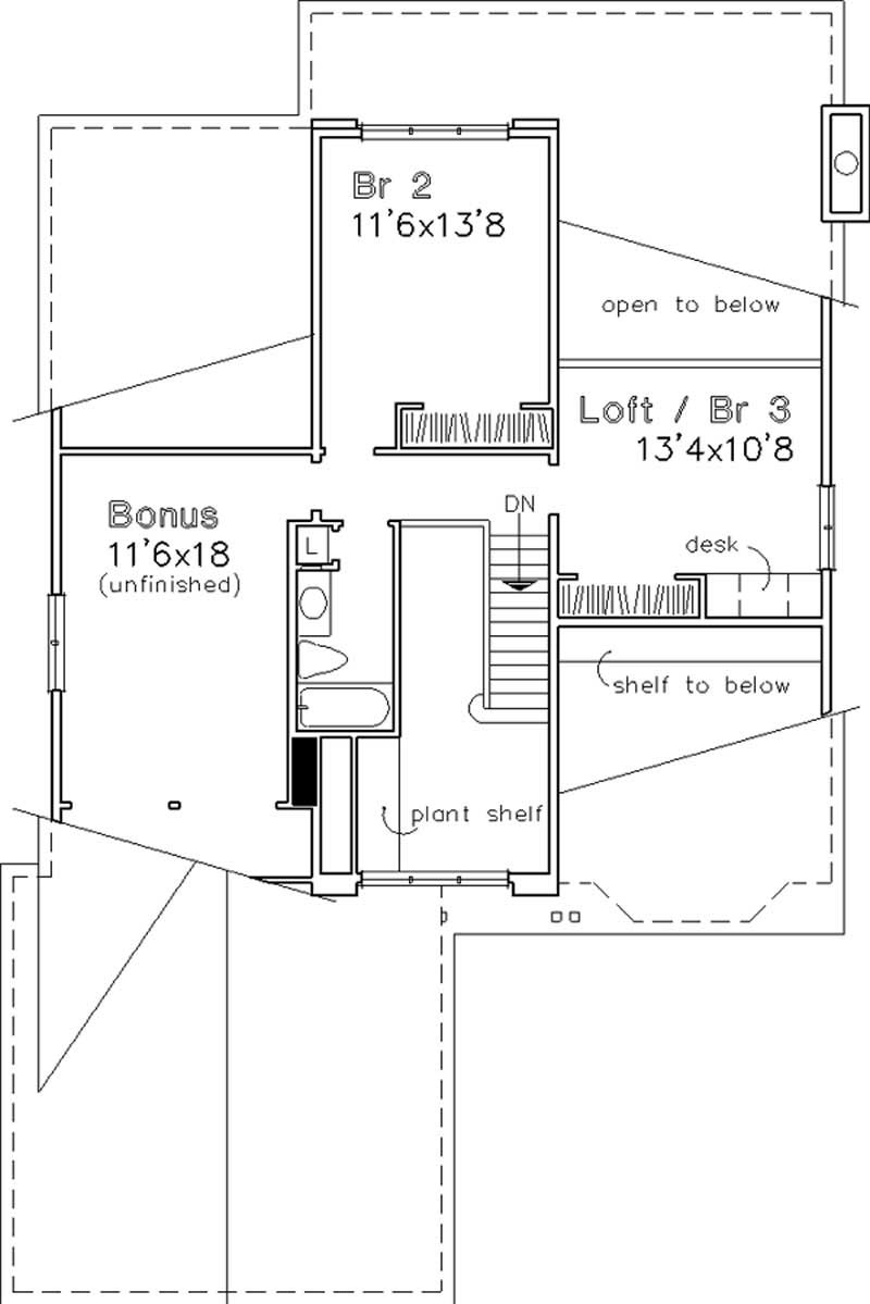Floor Plan Second Story of Cape Cod Plan #146-2513