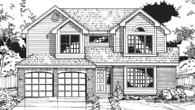 Front view of Country home (ThePlanCollection: House Plan #146-2514)