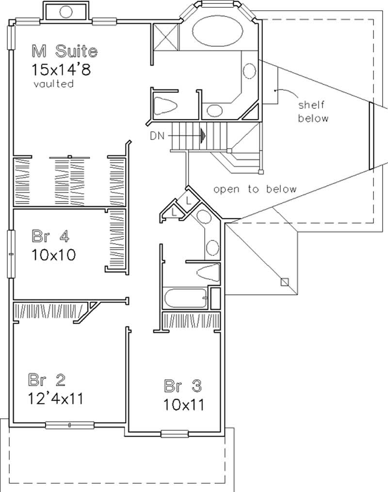 Floor Plan Second Story of Country Plan #146-2516
