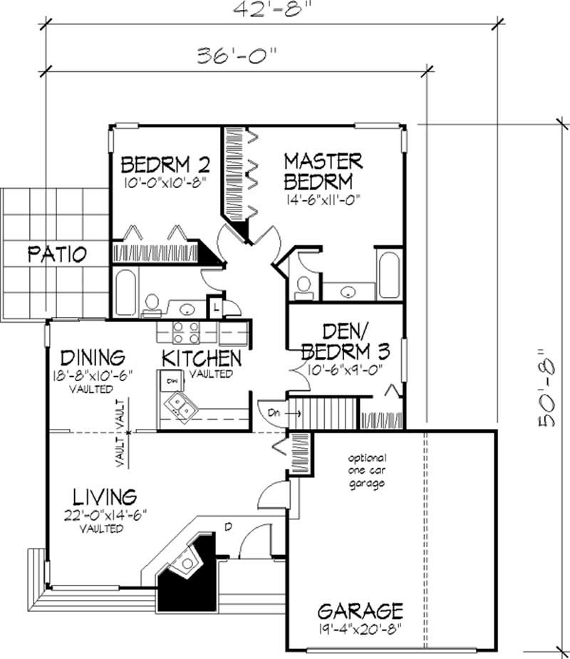 Floor Plan Basement of Ranch Plan #146-2518