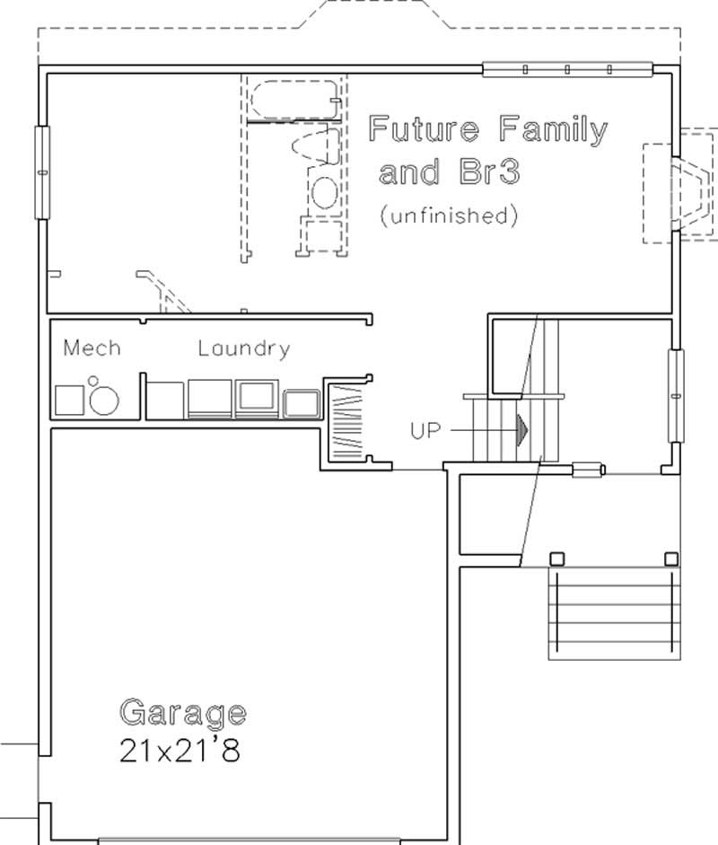 Floor Plan Basement of Country Plan #146-2521