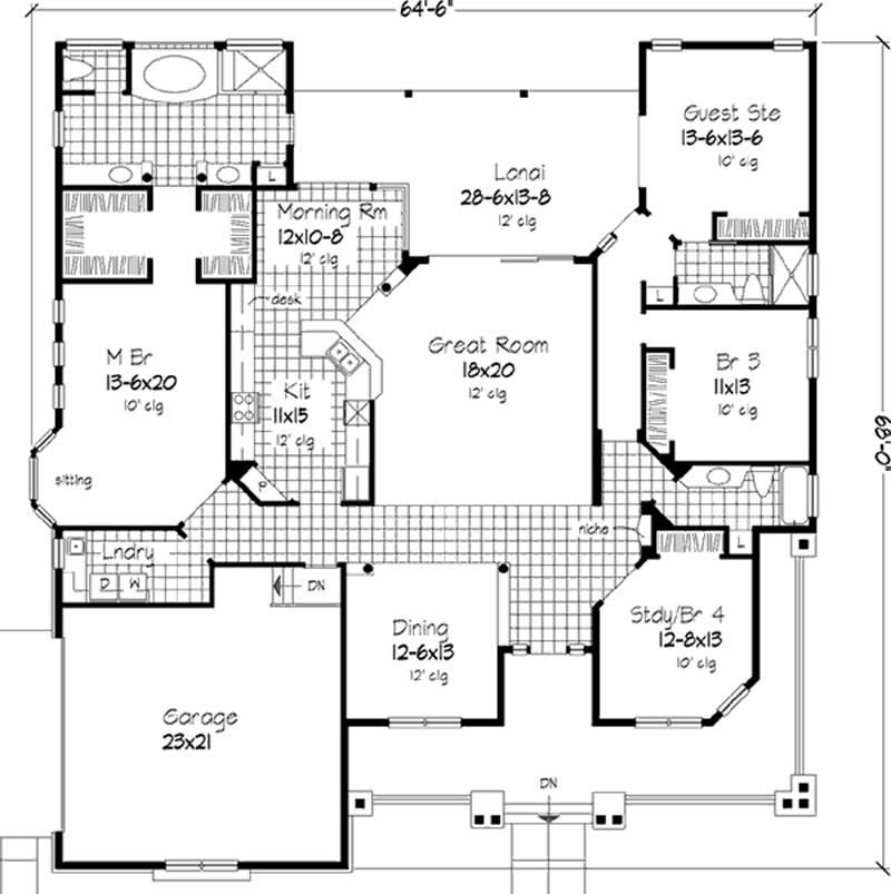 Floor Plan First Story of Country Plan #146-2527