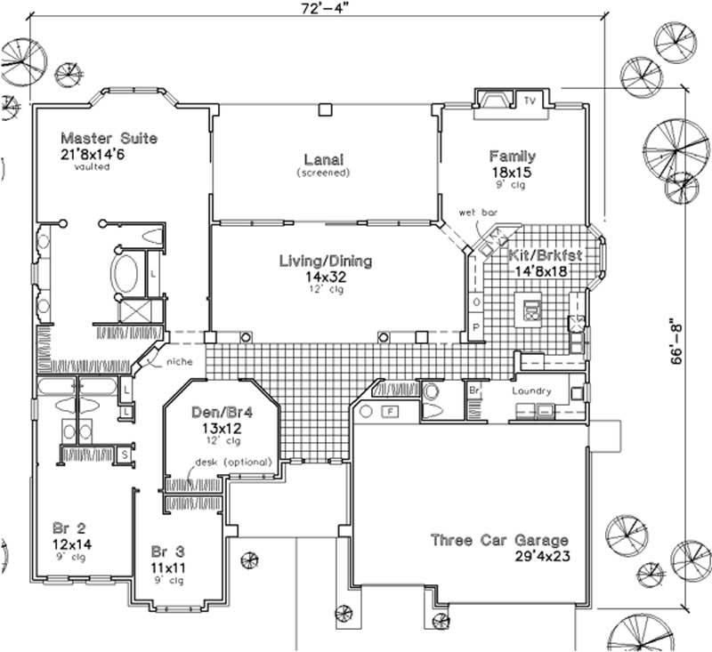 Floor Plan First Story of European Plan #146-2528