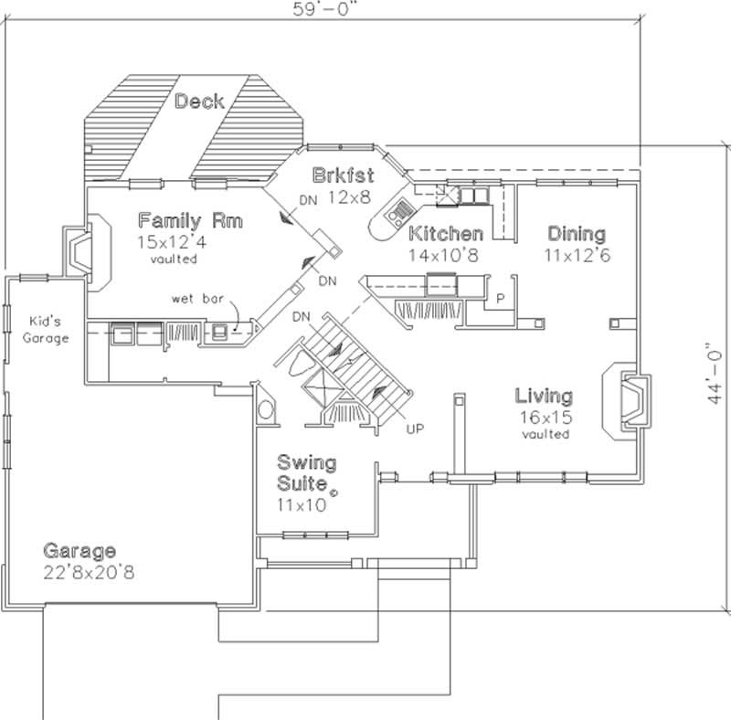Floor Plan First Story of Country Plan #146-2529