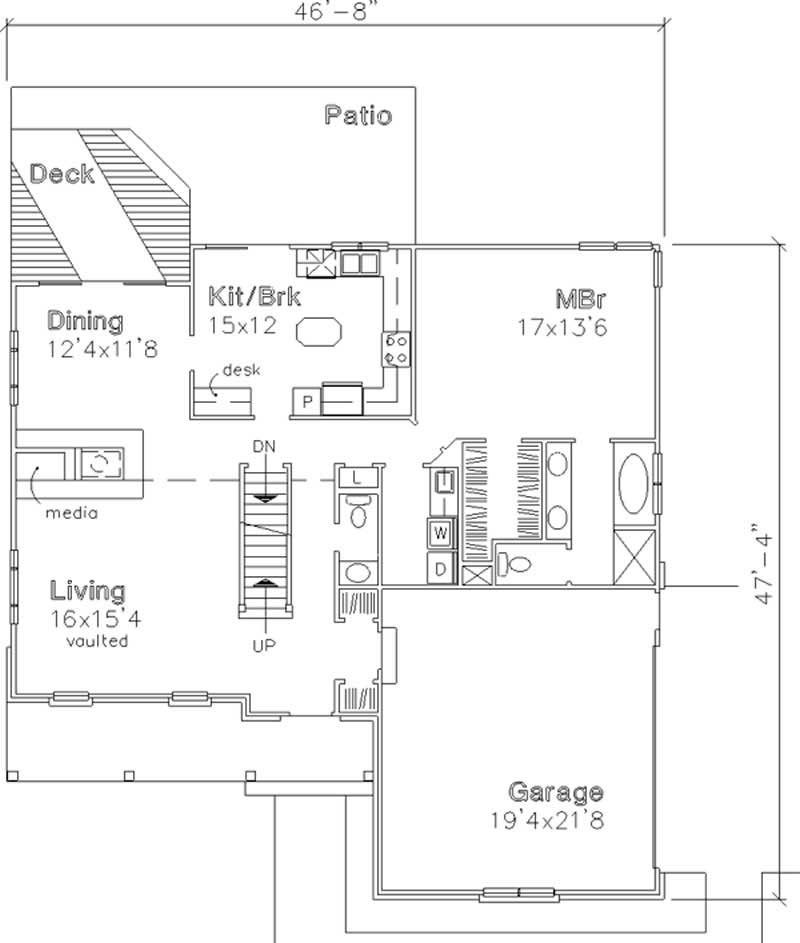Floor Plan First Story of Cape Cod Plan #146-2532