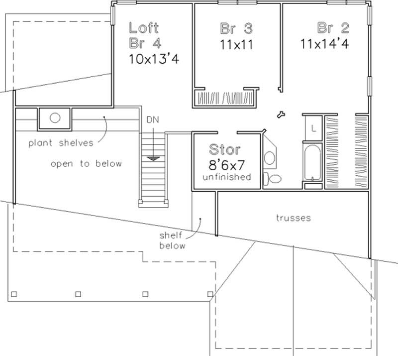 Floor Plan Second Story of Cape Cod Plan #146-2532