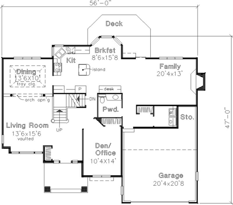 Floor Plan First Story of European Plan #146-2535