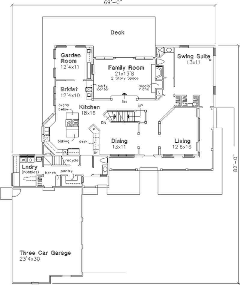 Floor Plan First Story of Country Plan #146-2537