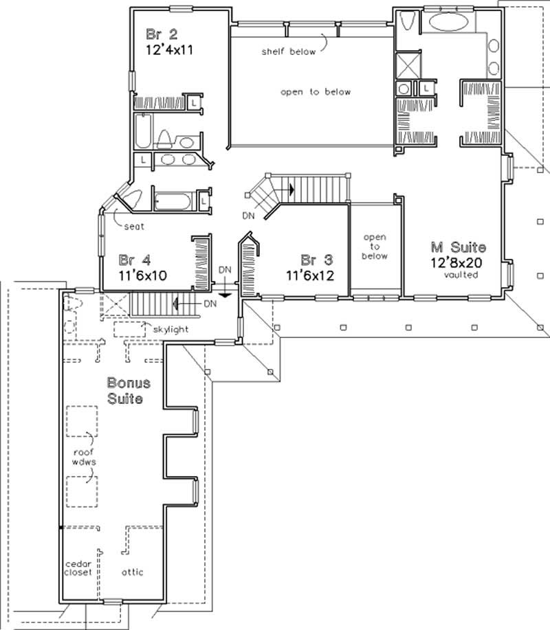 Floor Plan Second Story of Country Plan #146-2537