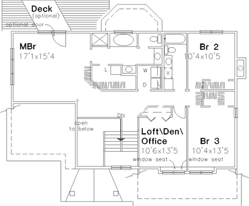 Floor Plan Second Story of Country Plan #146-2544