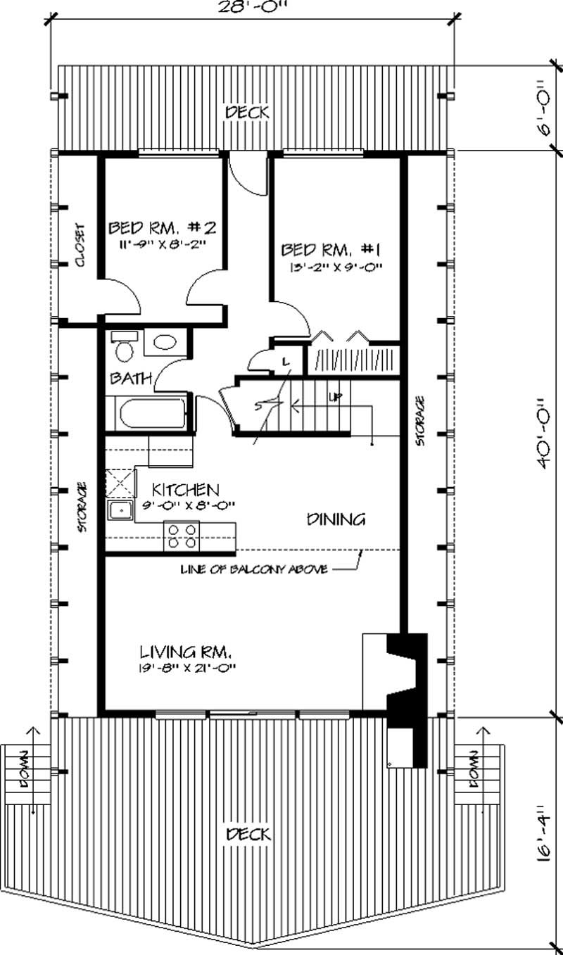 Floor Plan First Story of A Frame Plan #146-2565