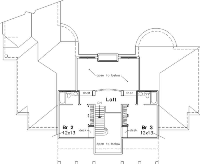 Floor Plan Second Story of Cape Cod Plan #146-2566