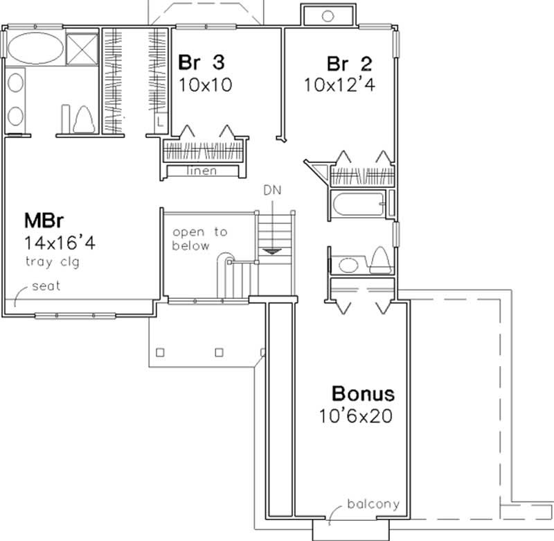 Floor Plan Second Story of European Plan #146-2567