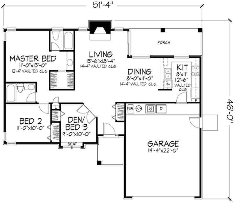 Floor Plan First Story of Ranch Plan #146-2569