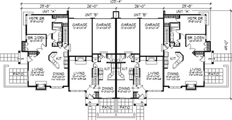 Floor Plan First Story of Multi-Unit Plan #146-2574