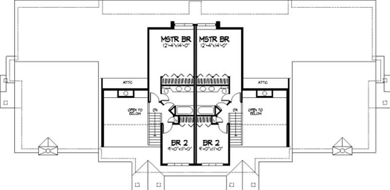 Floor Plan Second Story of Multi-Unit Plan #146-2574