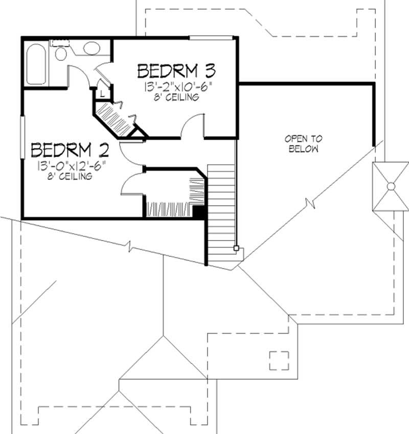 Floor Plan Second Story of Cape Cod Plan #146-2575