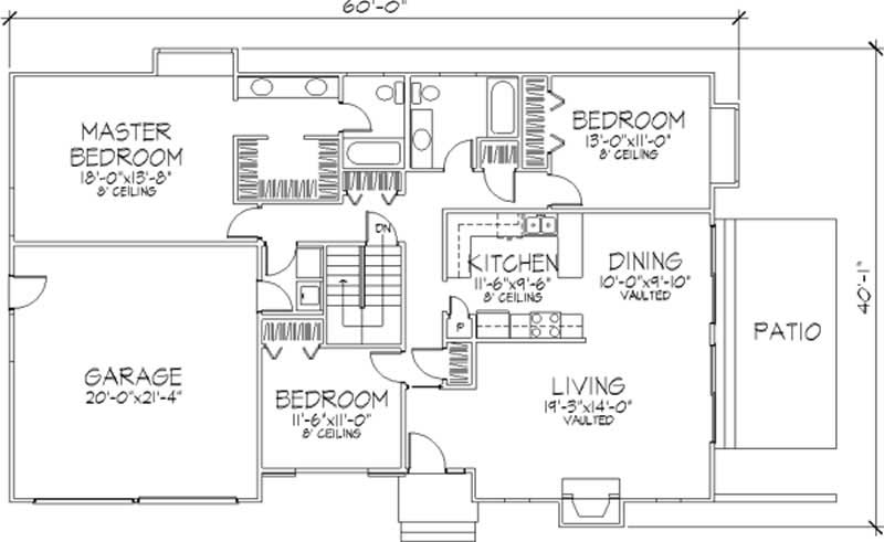 Floor Plan First Story of Ranch Plan #146-2586