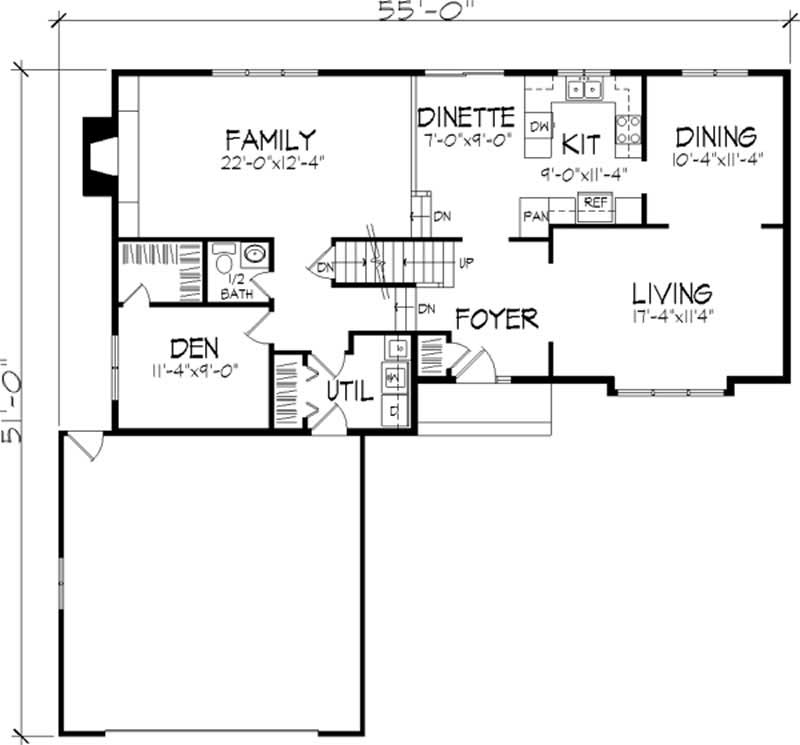 Floor Plan First Story of Tudor Plan #146-2612