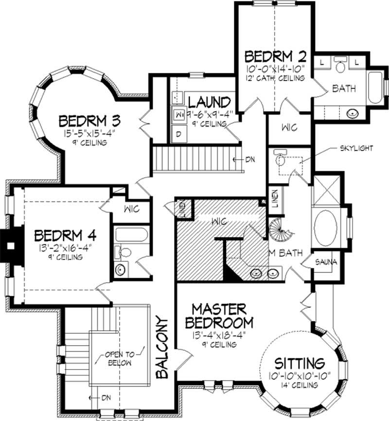 Floor Plan Second Story of Victorian Plan #146-2614