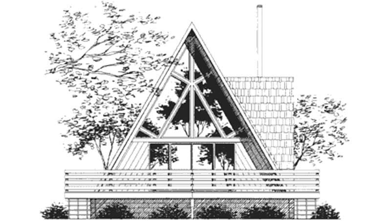 Front view of A Frame home (ThePlanCollection: House Plan #146-2616)