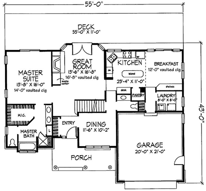 Floor Plan First Story of Cape Cod Plan #146-2625