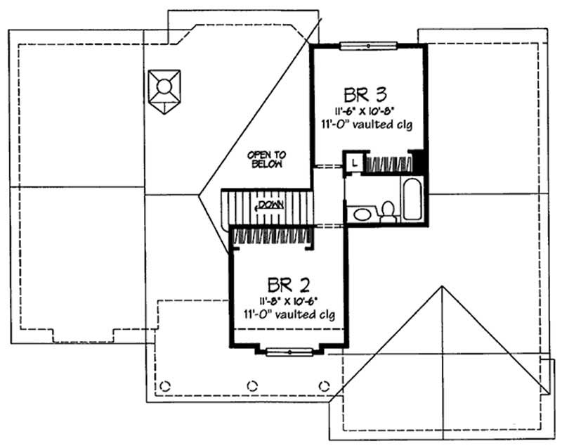 Floor Plan Second Story of Cape Cod Plan #146-2625