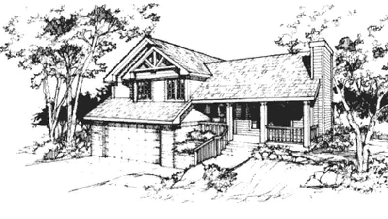 Front view of Country home (ThePlanCollection: House Plan #146-2634)