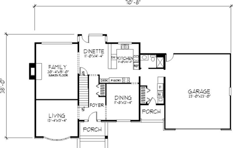 Floor Plan First Story of Tudor Plan #146-2643