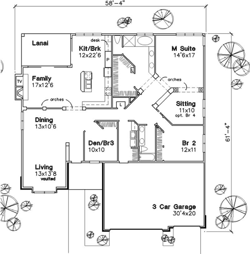 Floor Plan First Story of Country Plan #146-2646