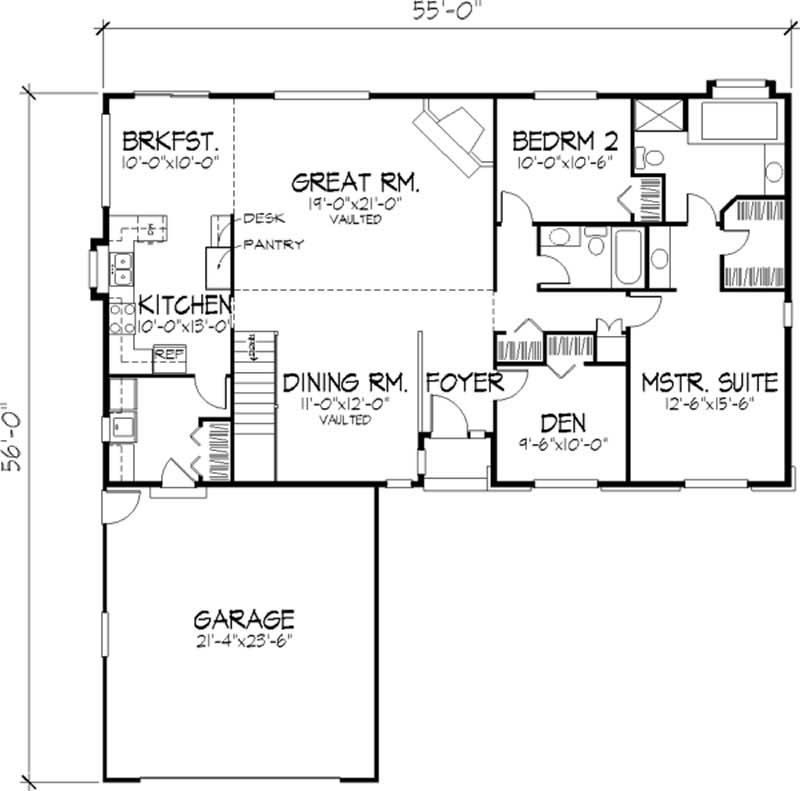 Floor Plan First Story of European Plan #146-2648