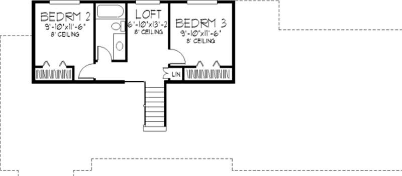 Floor Plan Second Story of Cape Cod Plan #146-2653