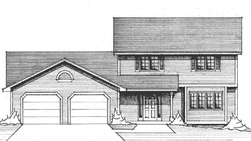 Front view of Colonial home (ThePlanCollection: House Plan #146-2655)