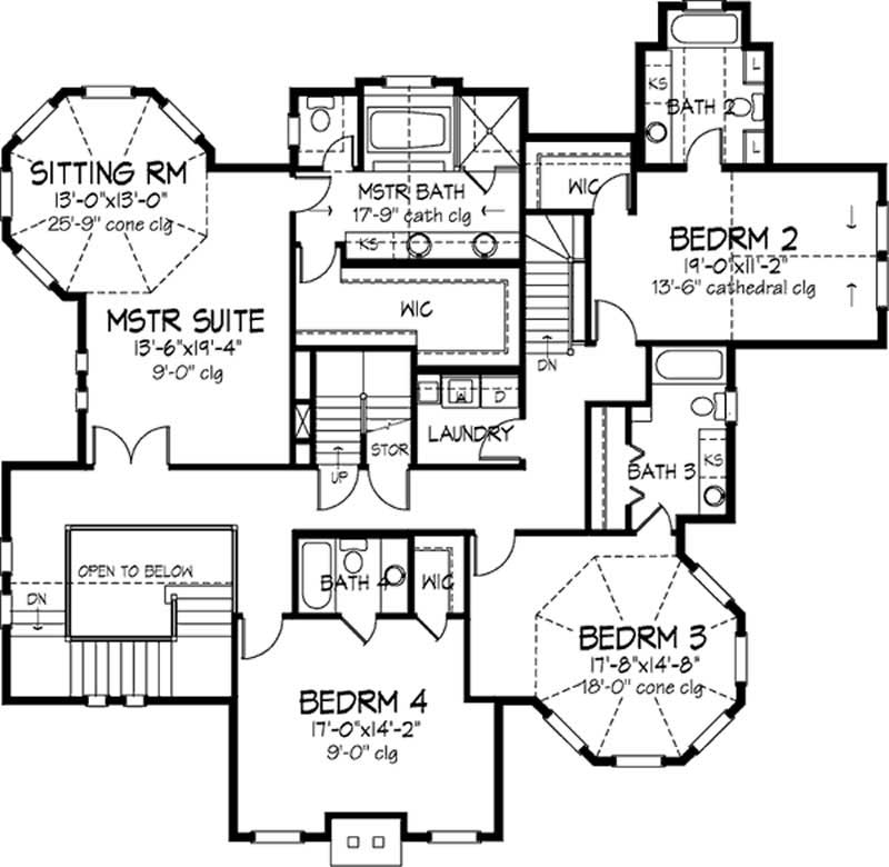 Floor Plan Second Story of Country Plan #146-2663