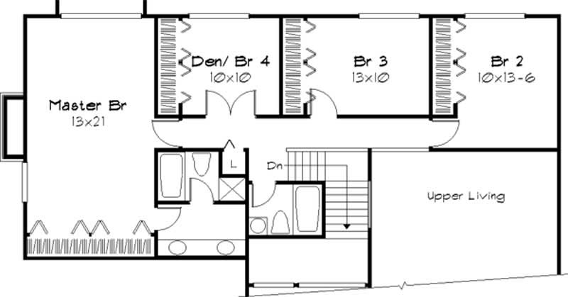 Floor Plan Second Story of Contemporary Plan #146-2673