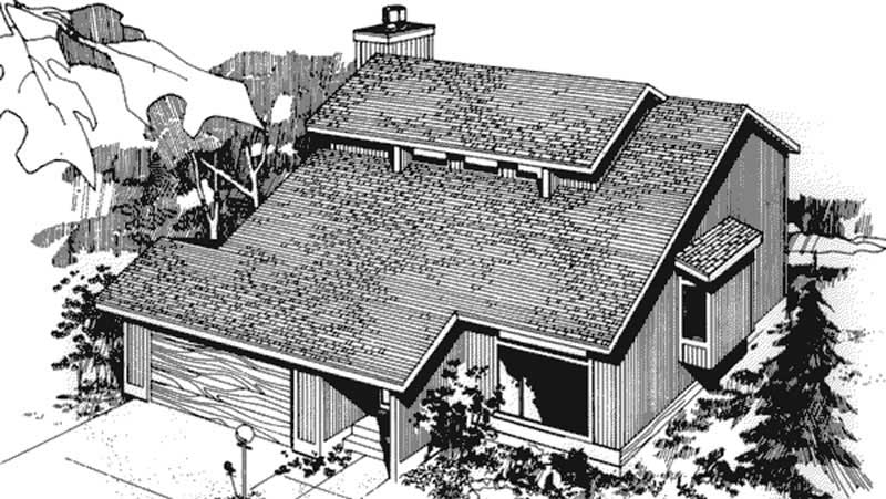 Front view of Modern home (ThePlanCollection: House Plan #146-2674)