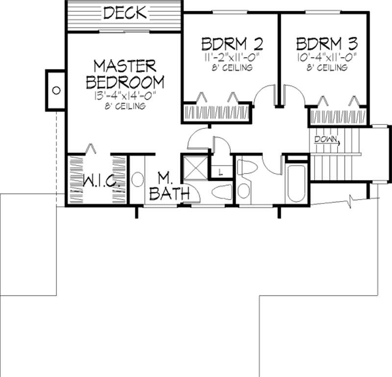 Floor Plan Second Story of Modern Plan #146-2674