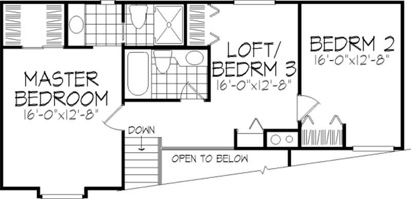 Floor Plan Second Story of Craftsman Plan #146-2677