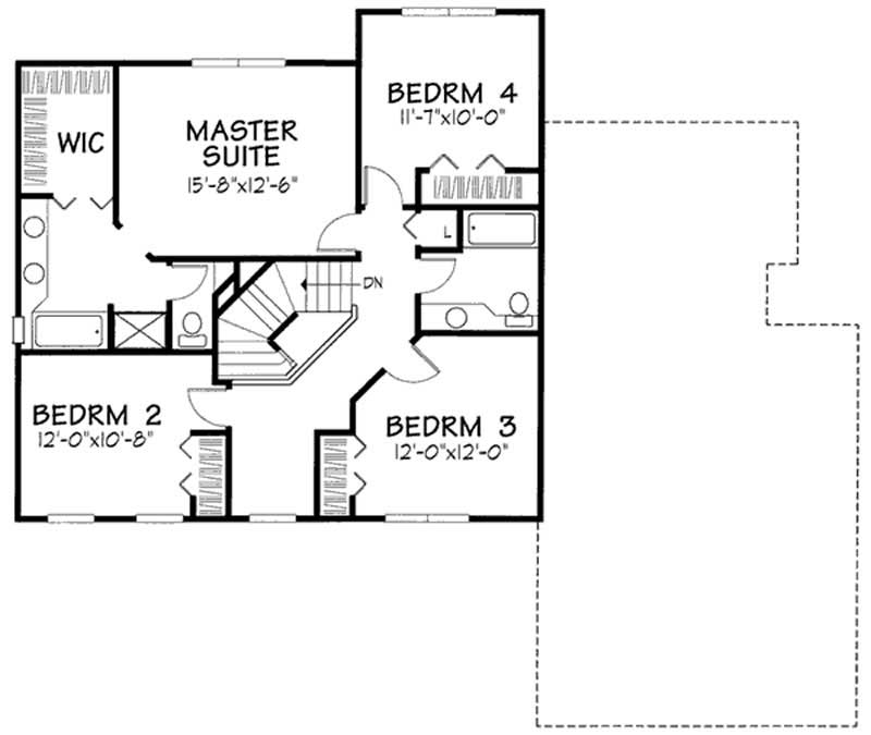 Floor Plan Second Story of Georgian Plan #146-2679