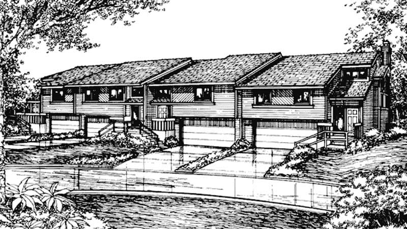 Front view of Duplex/Multi-Unit home (ThePlanCollection: House Plan #146-2685)