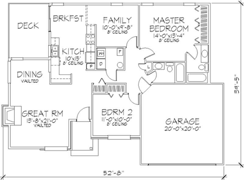 Floor Plan First Story of Ranch Plan #146-2689