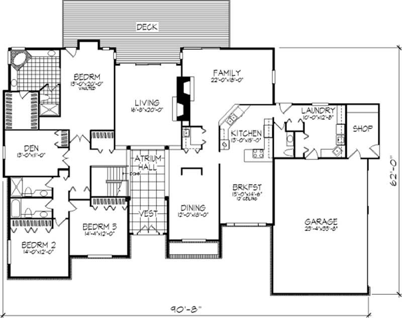 Floor Plan First Story of Ranch Plan #146-2695