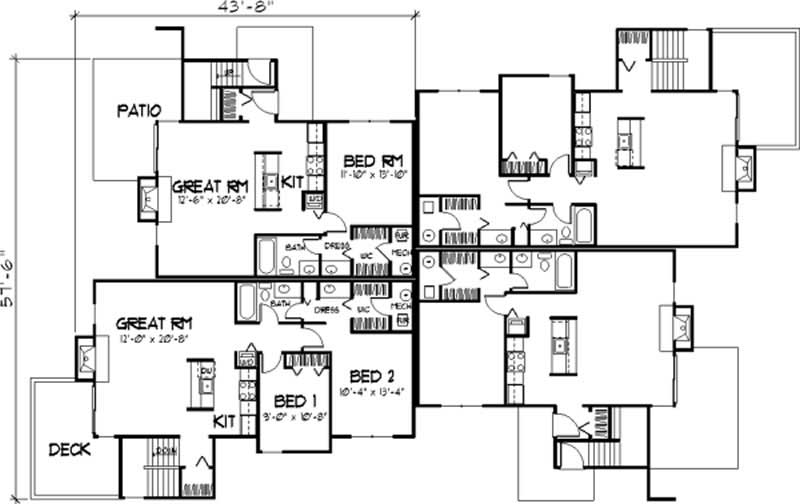 Floor Plan Second Story of Multi-Unit Plan #146-2699
