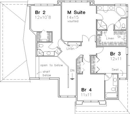 Floor Plan Second Story of Country Plan #146-2702