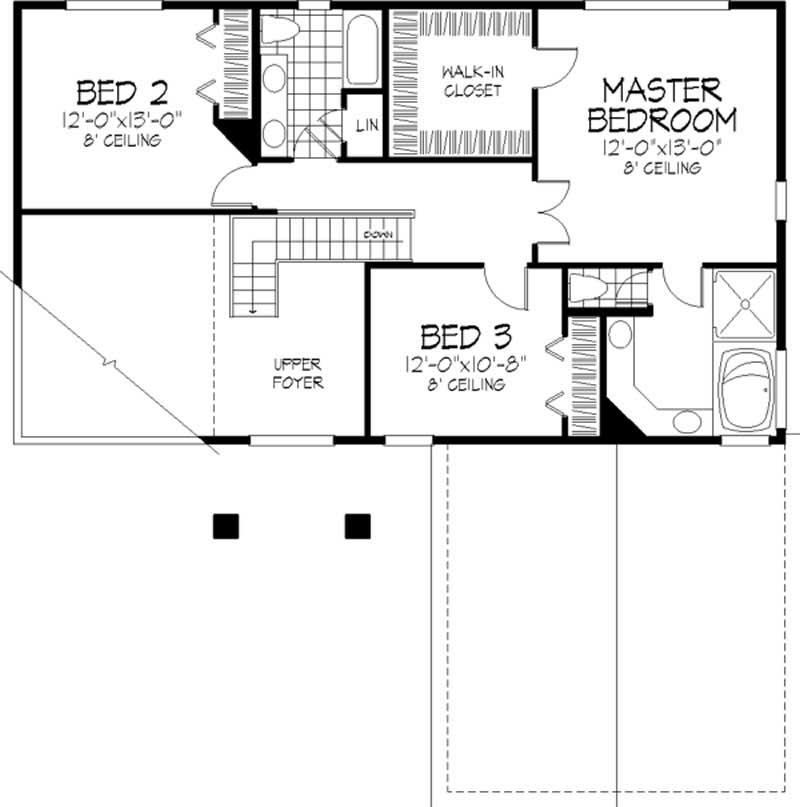 Floor Plan Second Story of European Plan #146-2706
