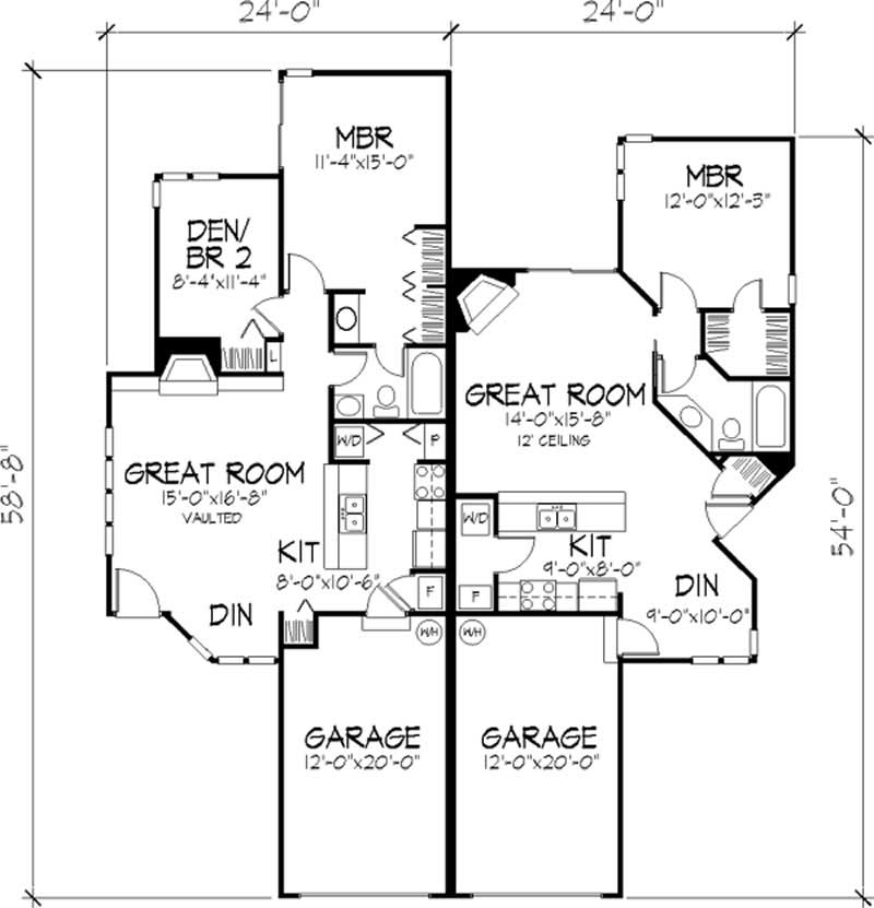 Floor Plan Basement of Multi-Unit Plan #146-2709