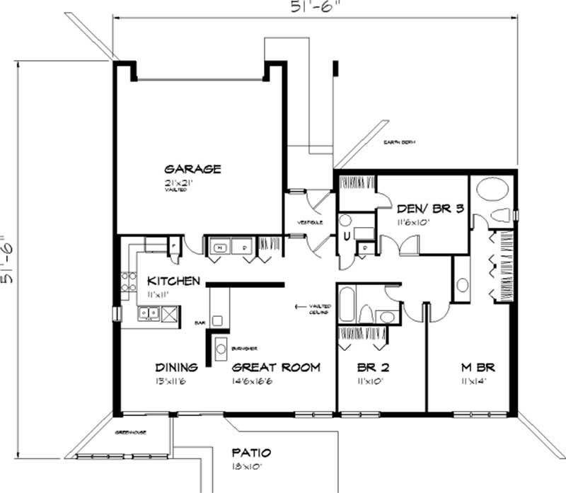 Floor Plan First Story of Passive Solar Plan #146-2710
