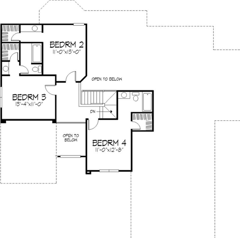 Floor Plan Second Story of European Plan #146-2715