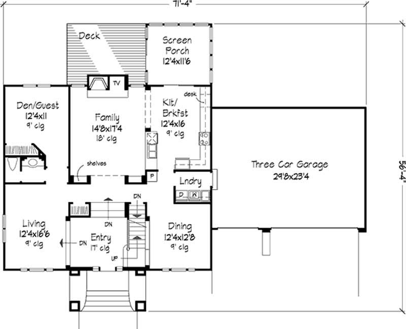 Floor Plan First Story of Colonial Plan #146-2717
