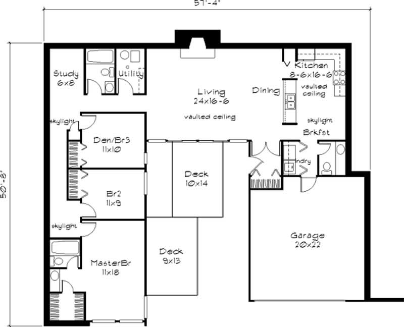 Floor Plan First Story of Contemporary Plan #146-2719